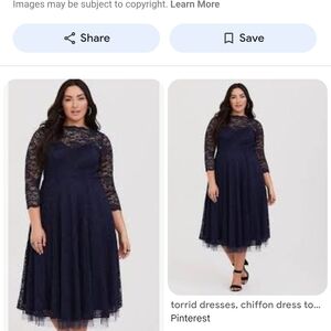 Torrid Navy Long Sleeve Lace Dress